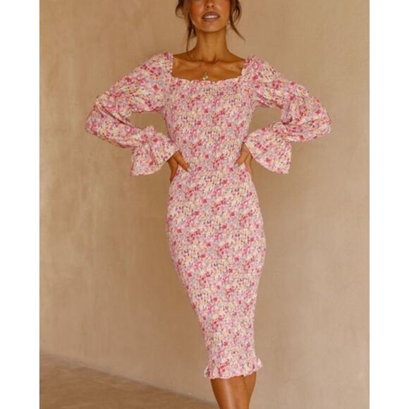 Revolve SNDYS Courtney Floral Smocked Dress Size 10 - Picture 1 of 6